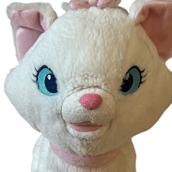 DISNEY Aristocats Plush White Cat Marie Embroidered Face Pink Bow 12" High - Picture 1 of 7